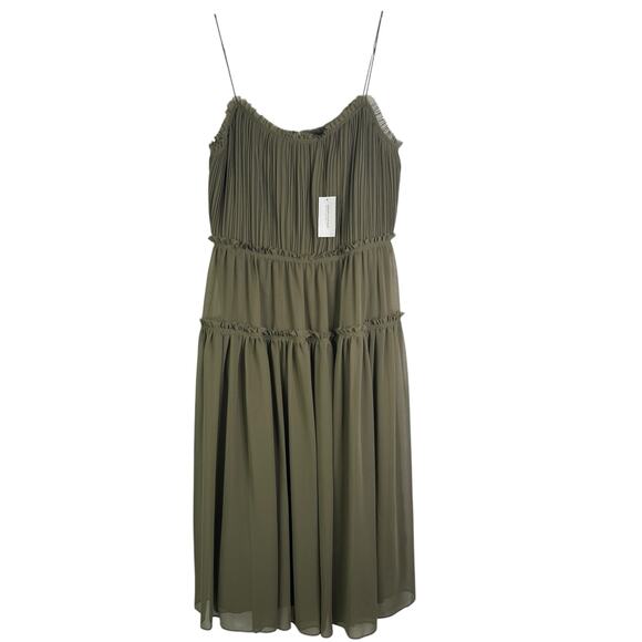 NWT Banana Republic Tigers Eye Green Strappy Midi Dress Size 10 Spaghetti Strap - Picture 3 of 15